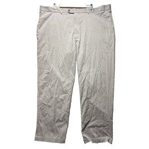 Roundtree & Yorke Travel Smart Khaki Chino Men's Pants 48x32 Cotton Blend Gray